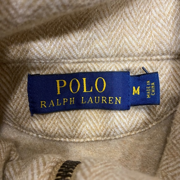 Polo by Ralph Lauren Mens Sweater Medium 1/4 Zip Up Collar Brown/Tan Long Sleeve - Picture 4 of 12